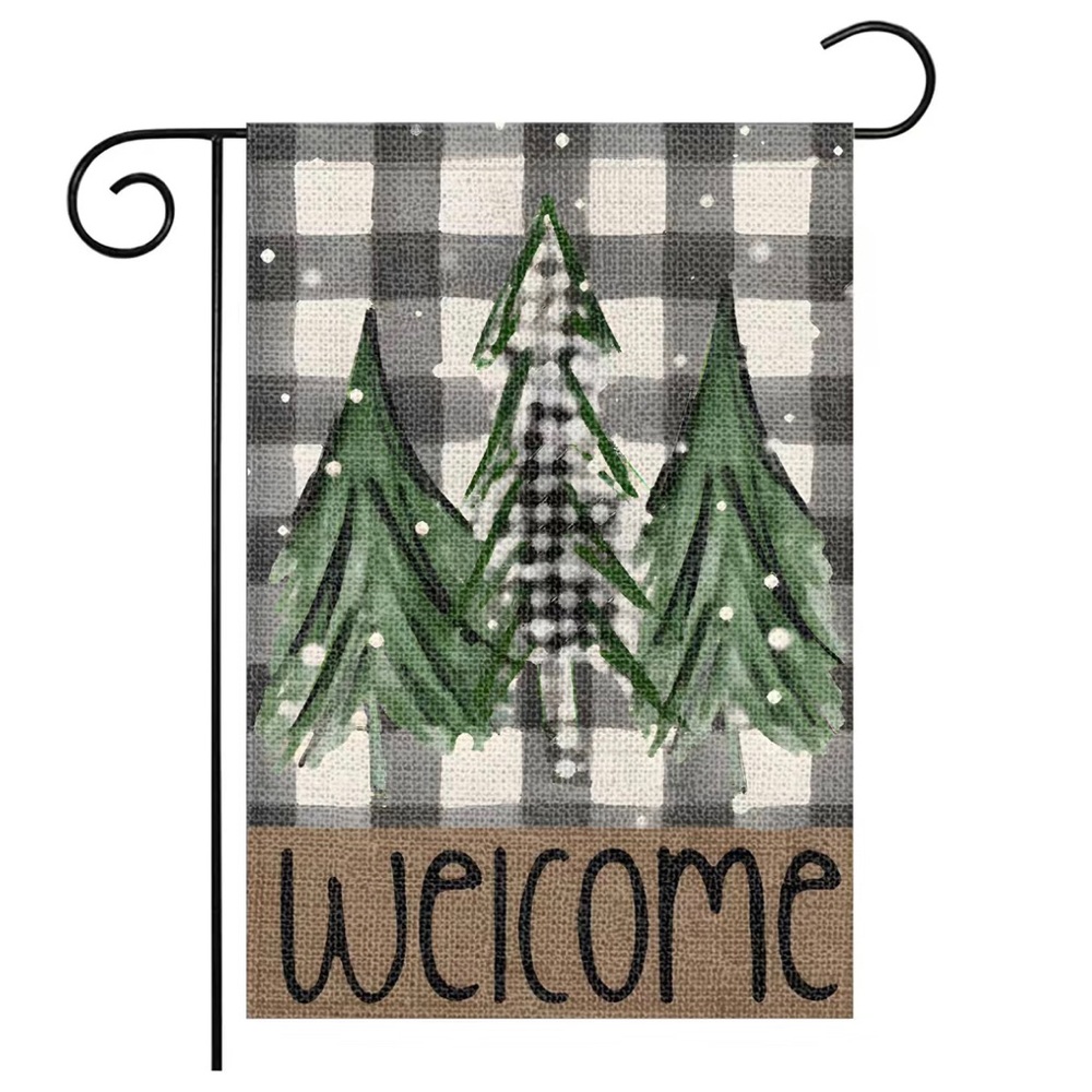 Welcome Winter Christmas Snow Tree Garden Flag